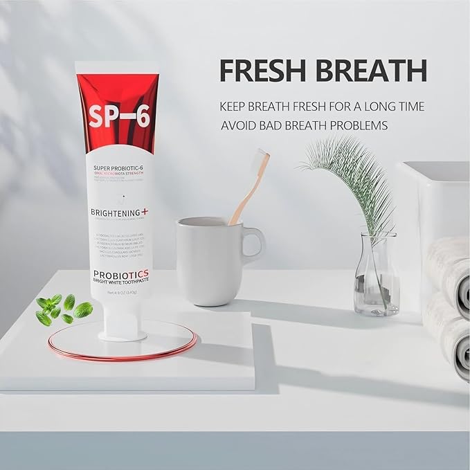 Sp-6 Probiotic,WhiteningToothpaste,ContainingProbiotic Whitening Fluorine-Free, Refreshing Mint Flavor, Whitening Toothpaste (2PC)