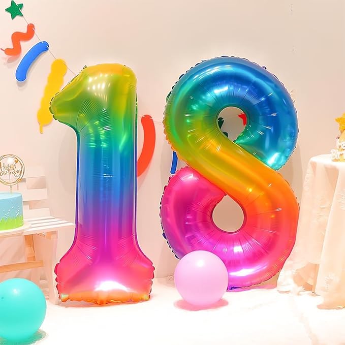 Rainbow Number 8 Balloon 40 Inch Rainbow 8 Balloon Giant Helium Foil Number 0 to 9 Balloons Birthday Wedding Party Digital Decorations Number 8