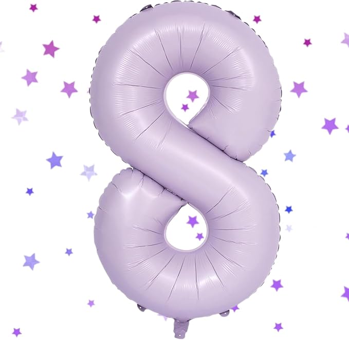 40 Inch Purple Number Balloons Light Purple 8 Balloon Matte purple Birthday Balloons 0-9 Birthday Wedding Party digital Decorations (Number 8)