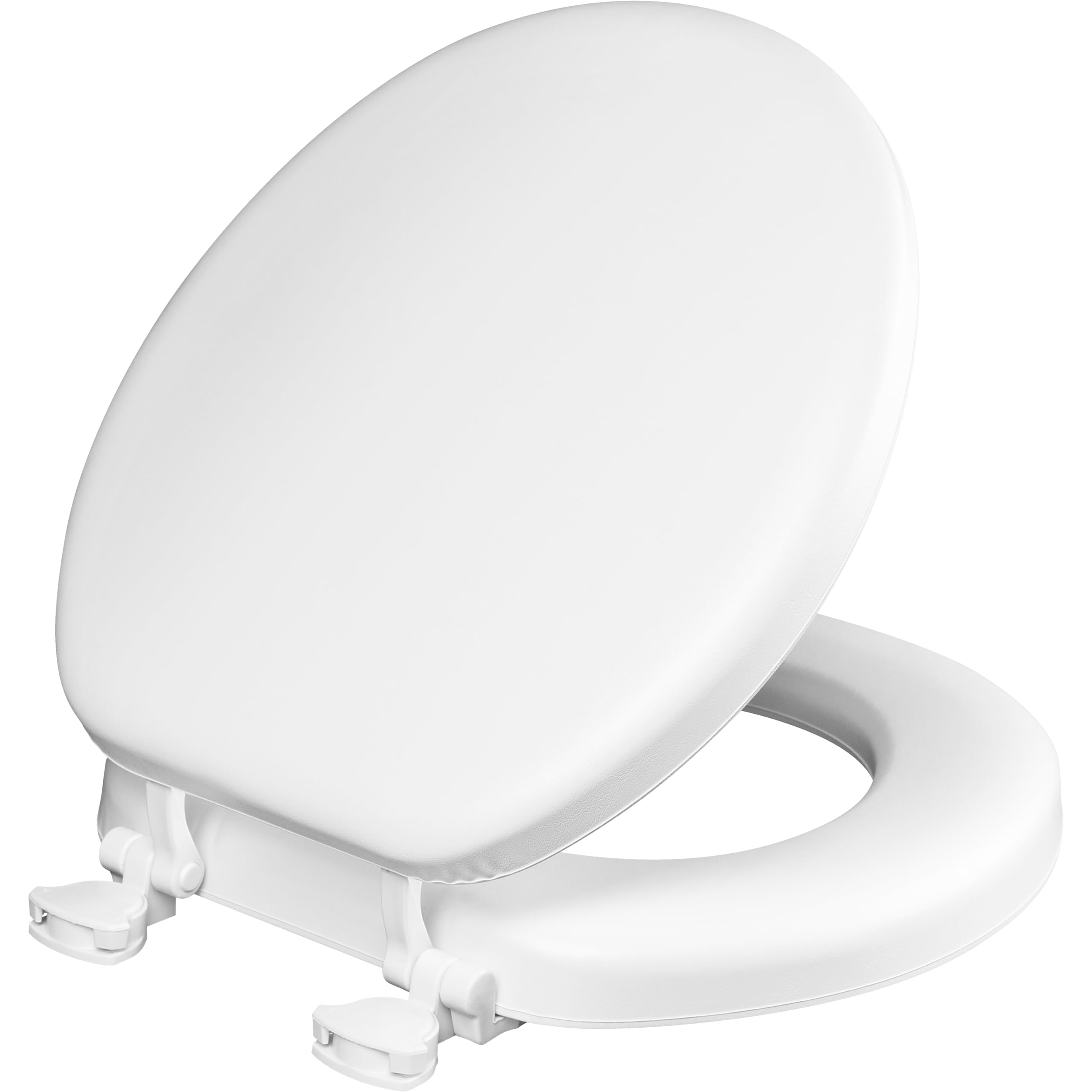Mayfair Padded Toilet Seat, Cushioned Soft Vinyl over Wood Core Seat, Secure Hinges, Easy Clean, Made in USA, Round, White