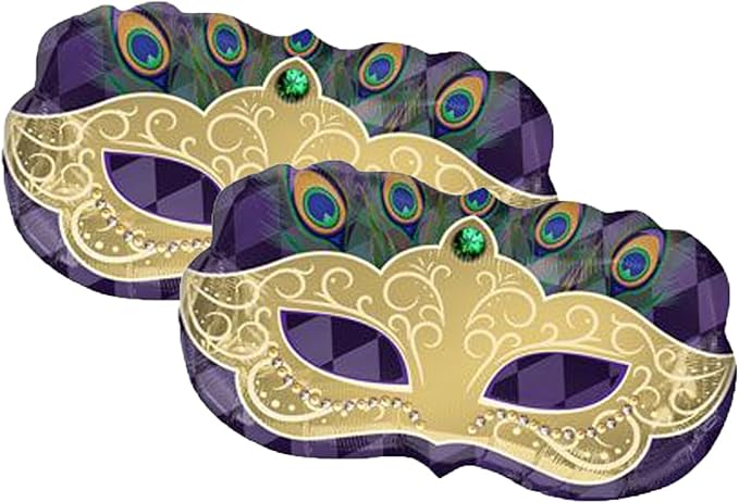 Set of 2 Mardi Gras Mask 30" Foil Party Balloons