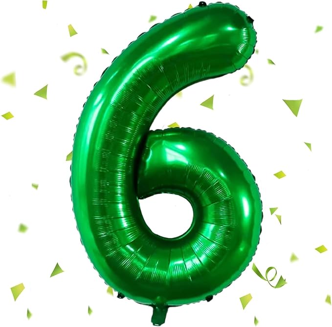 Green Number Balloons, 40 Inch Dark Green Balloon 6.6 Helium Balloon 6th Birthday for 6 Years Birthday Party Wedding Anniversary Decoration Children Girls Boys