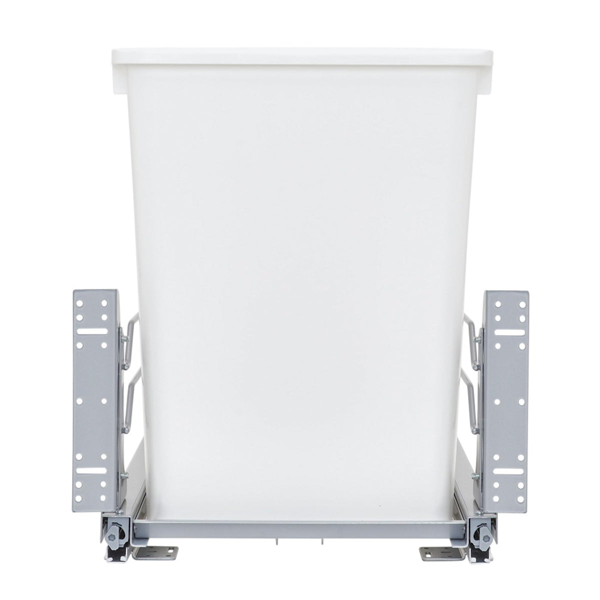 Rev-A-Shelf Double 35 Qt Pullout Trash Cans with Soft-Close for Under Kitchen Cabinets, Min Opening Width of 14.5", White, 53WC-1835SCDM-211