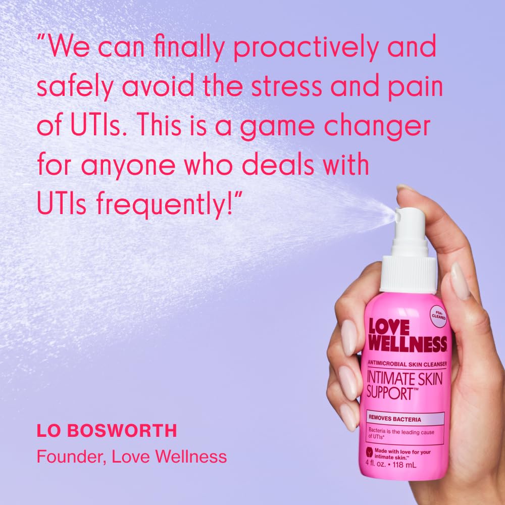 Love Wellness Intimate Skin Support I FDA-Cleared Cleanser Spray I Removes Buildup & Soothes Irritated Skin, Hypochlorous Acid Formula, pH Balanced & Fragrance Free, 4 fl oz