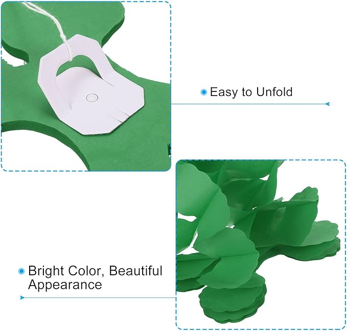 PATIKIL 9.8ft Four-Leaf Garland, 6 Pack Tissue Paper Hanging Flower Garland Reusable Streamers for Party Wedding Backdrop Decorations, Dark Green