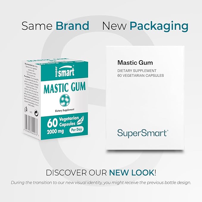 Supersmart Mastic Gum Supplement 2000mg per Day - Natural Mastic Tree Extract for H. Pylori | Non-GMO & Gluten Free - 60 Vegetarian Capsules