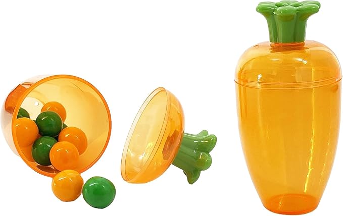 The Dreidel Company Fillable Easter Carrots Containers, Bright Orange Plastic Carrot, Perfect for Easter Hunt, Surprise 5.5" Inch Carrots (48-Pack)