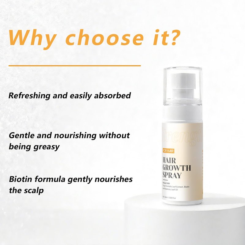 Hair Growth Spray with Rosemary Oil & Biotin- Lightweight, Non-Greasy, Nourishes Scalp & Boosts Hair Fullness, 60ml Bottle (1)