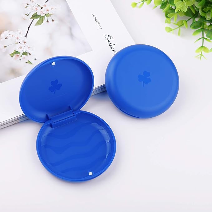 (2 Pack) Retainer Cases,Solid Orthodontic Retainer Cases (Blue)