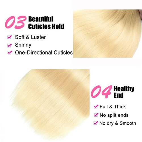 613 Blonde Bundles Human Hair Straight Hair 3 Bundles Human Hair 14 16 18 Inch 12A Brazilian Virgin Hair 613 Hair Weave Extensions