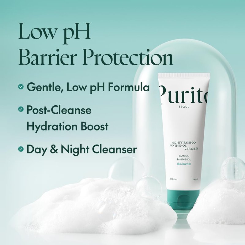 PURITO Mighty Bamboo Panthenol Cleanser, Gentle Face Wash for Moisturizing, Makeup Remover, for Sensitive Skin, Vegan & Cruelty-Free Face Cleanser150ml / 5.07 fl. Oz.