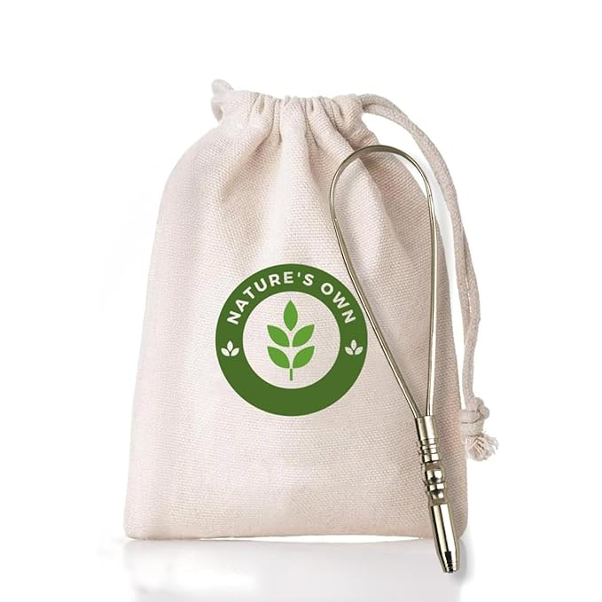 Nature's Own Tongue Scraper for Adults with Eco Friendly Travel Case 100% Stainless Steel, Reduce Bad Breath, Tongue Scrubber, Easy to Use, Tongue Cleaner for Oral Care & Hygiene