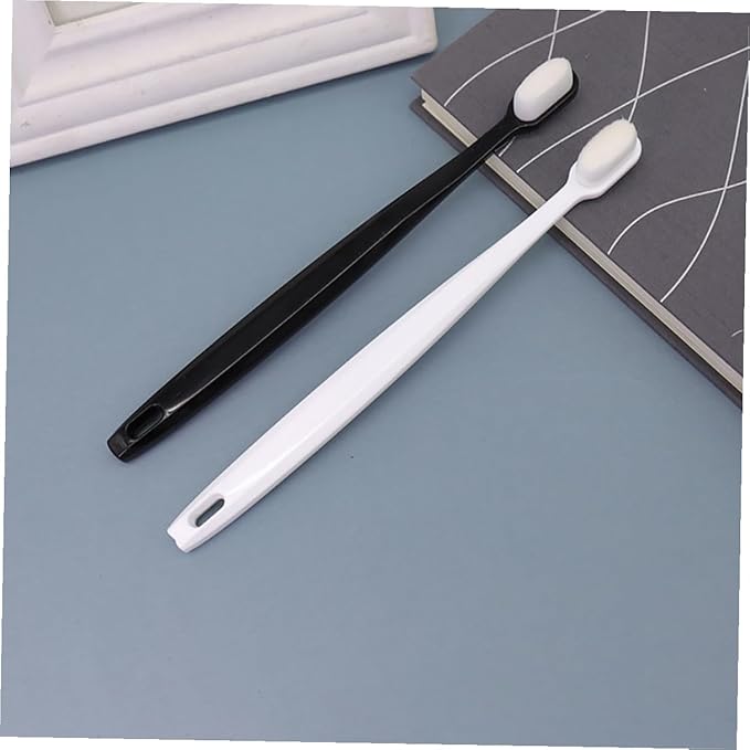 Soft Bristle Toothbrush for Adults and Pregnant Women, 2pcs Extra Soft Gum Care Toothbrushes Ultra-fine Bristles, Black and White, Suitable for Home and Travel Use