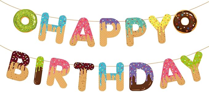 Donut Happy Birthday Banner Donut Theme Birthday Party Decorations Baby Shower Kids Birthday Party Decoration Supplies