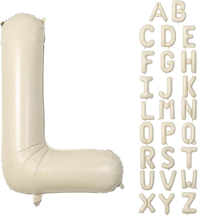 Cream L Letter Balloons,40 Inch Letter L Balloon Beige,Helium Custom Letter Balloon for Birthday Anniversary Party Decorations