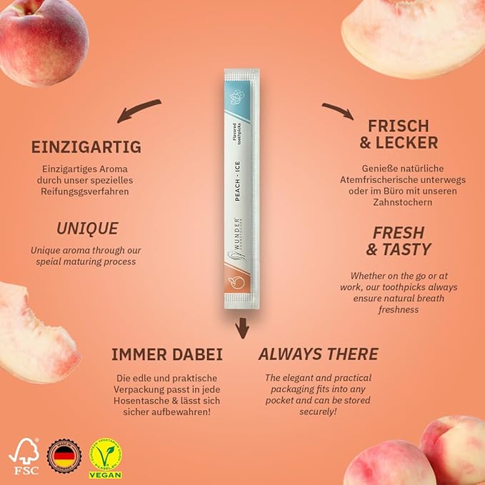 Wonder Toothpicks with Flavor - 100x Flavored toothpicks Individually Packed in 8 Refreshing Varieties - Gentle Oral Hygiene - Fresh Breath - Individually Packed Toothpicks with Flavor