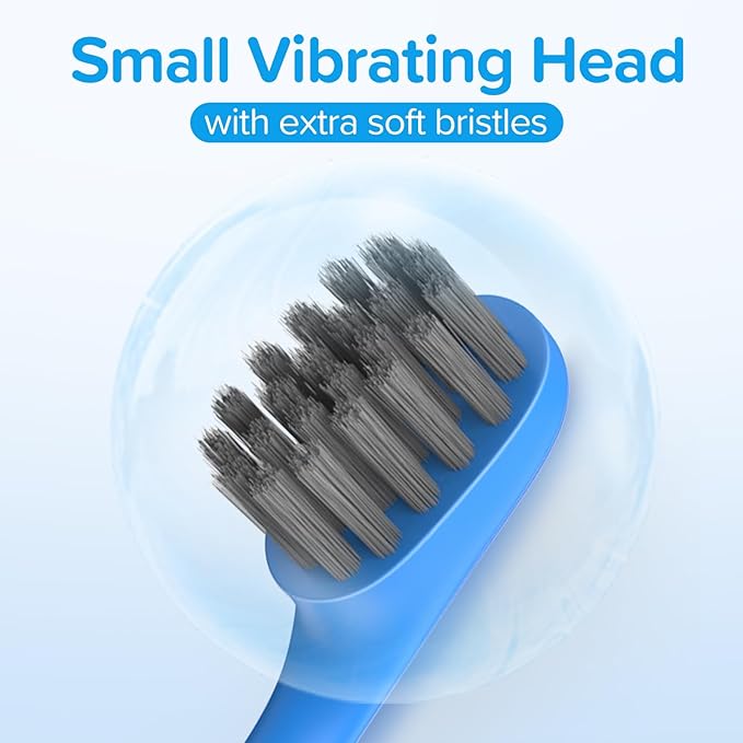 Replacement Toothbrush Heads Compatiable with Burst Kids Electric Toothbrush, Soft Charcoal Bristles for Gentle on Gum & Deep Cleaning, Blue, Pack of 10