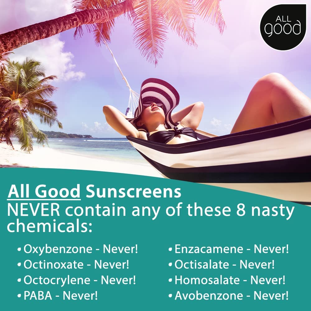 All Good Sunscreen - Tinted Mineral Sunscreen for Face & Body - SPF 30, Water Resistant, Coral Reef Friendly, Coconut Oil, Jojoba Oil, Shea Butter, Aloe 3 oz (2-Pack)