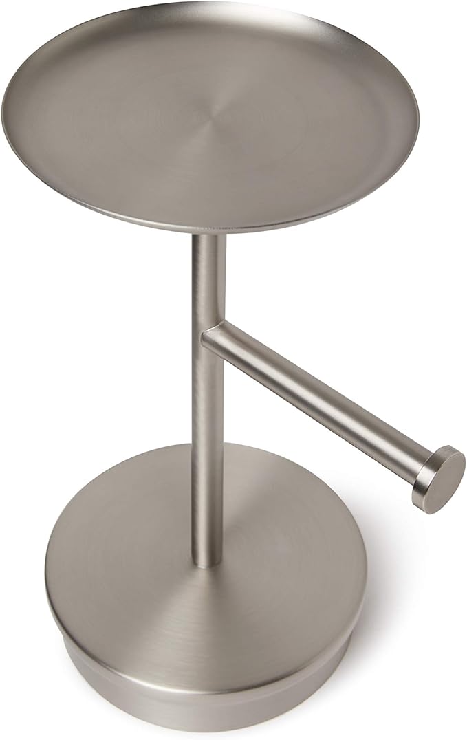 Umbra Portaloo Toilet Paper Stand and Reserve, White/Nickel