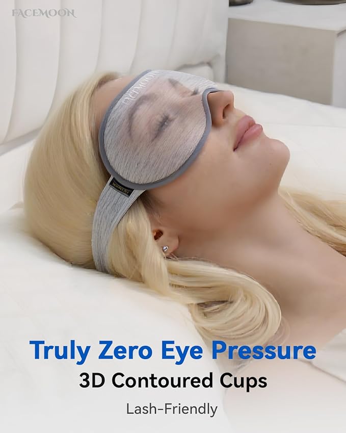 Weighted Eye Mask for Sleeping - 3D Blackout Sleep Mask for Women Men, Zero Eye Pressure, Lash-Friendly, Adjustable Strap, Airplane Travel Essentials for Long Flight & Road Trip, Meditation Mask(Gray)