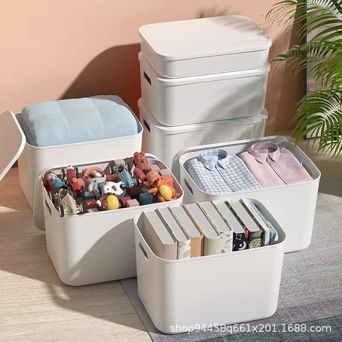 Amyup Set Of 4 Plastic Storage Bins with Lids,"10.5×8×5.5" Versatile Kitchen Pantry Organization and Storage,for Plastic Storage Container Under Bed,Under Sink Bathroom Organizer (4 Pack Medium,