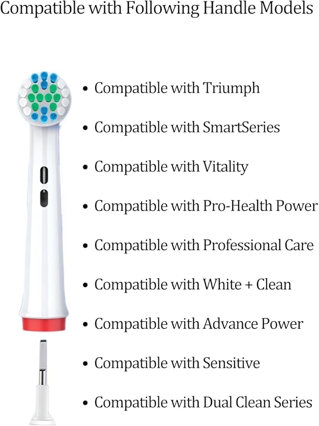 Replacement Toothbrush Heads Compatible with Oral-B Braun, 8 Pack Electric Brush Head Refills, Soft Nylon Bristles, Color Rings for Family