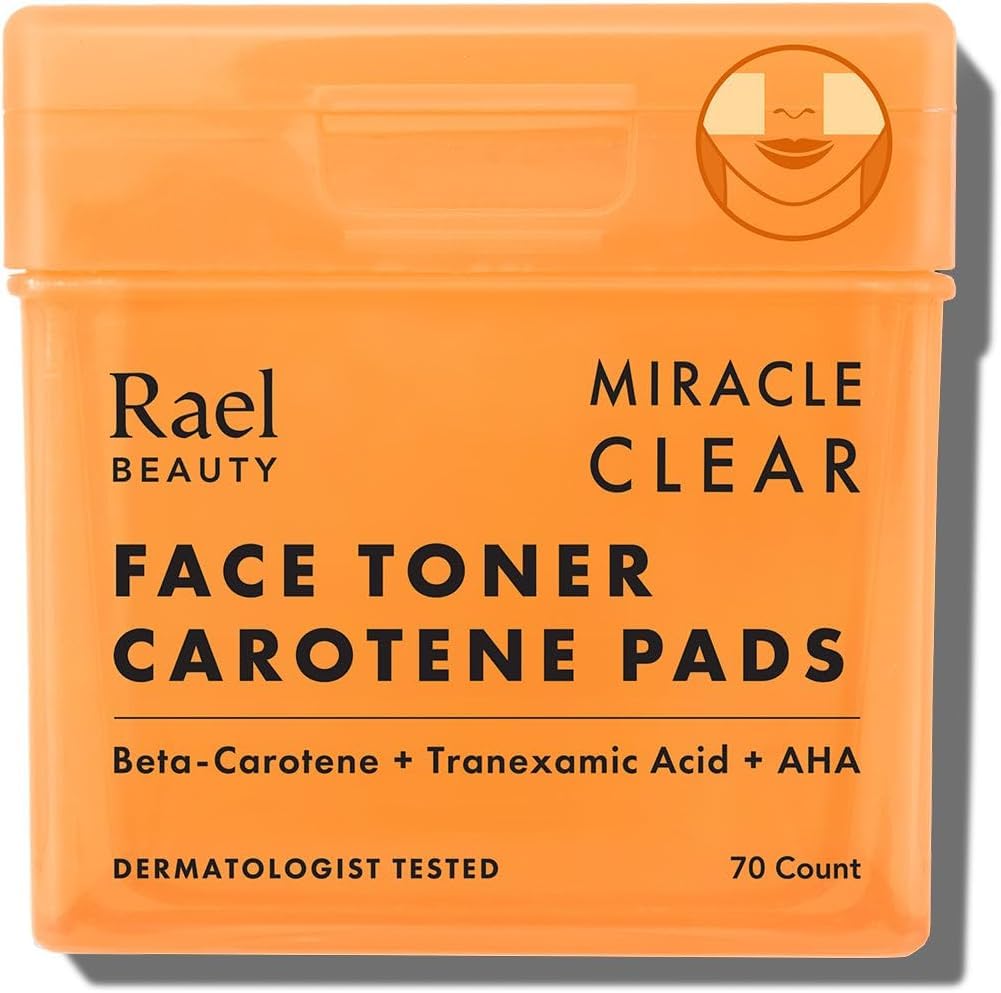 Rael Miracle Clear Toner Pads for Face, Dual Exfoliating & Soothing (70 Ct)