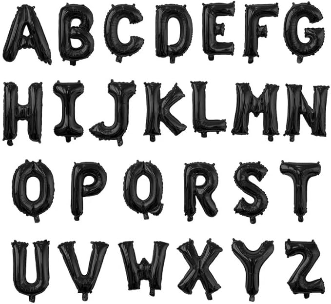 Letter Balloons 16 Inch Mylar Foil Alphabet Balloon Letter A-Z Black Balloons Set for Wedding Birthday Party Decoration Banner 26pcs (black)