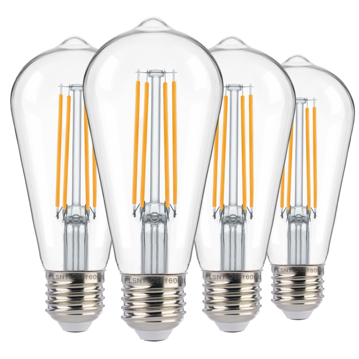 FLSNT Dusk to Dawn Outdoor Sensor ST19 LED Light Bulb, 7W (60W Eqv.), 800LM,Vintage Filament E26 Base, Auto On/Off Photocell Automatic for Energy-Efficient Outdoor Lighting, 2700K Soft White, 4 Pack