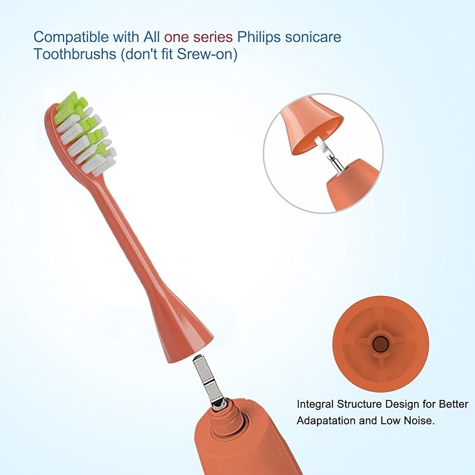 One Series Replacement Toothbrush Heads Pisonicleara Compatible with sonicare Philips One Series BH1022/03 HY1100/02 HY1102 (8-pc) Battery Brush, Mango Snow White Travel Refill