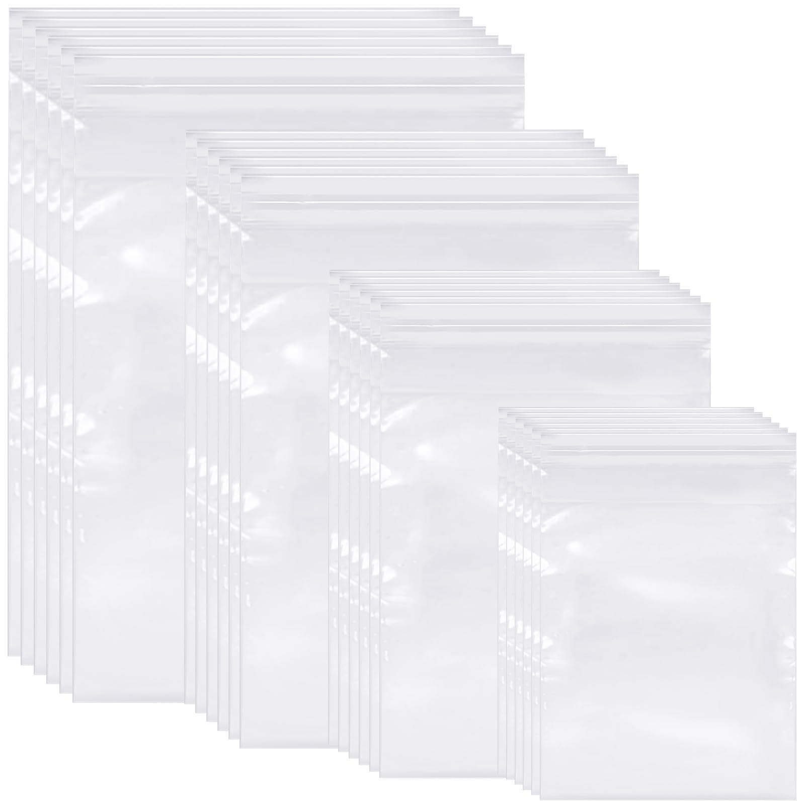 Kosiz 600 Pcs Clear Cellophane Bag Plastic Poly Shirt Bag Bulk Resealable Clothes Packing Self Adhesive Packages for Business Shipping(9''x12'', 10''x13'', 11''x14", 12''x15")