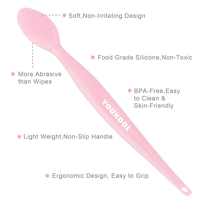 Lip Scrub Brush,Double-Sided Silicone Exfoliating Lip Brush Tool for Smoother and Fuller Lip Appearance,Pink,2pcs