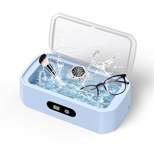 2025 Upgrade Large Capacity Ultrasonic Cleaner, 50Khz Ultrasonic Cleaner Machine with 5 Modes Timer for Glasses Dentures-304 Stainless Steel Tank, Blue