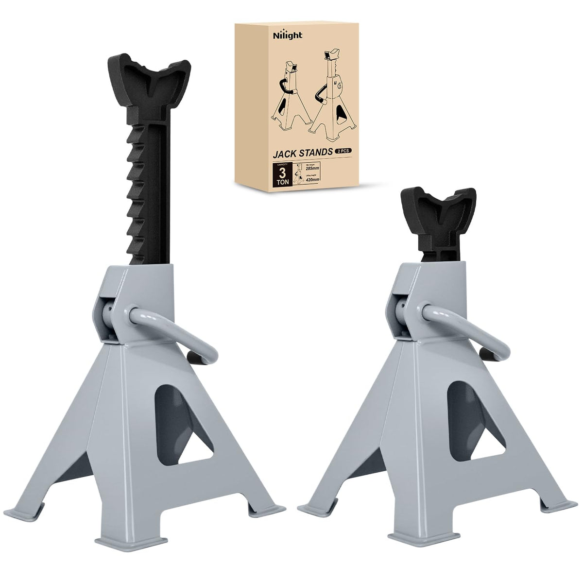 Nilight Jack Stands, 3 Ton (6,600 lbs) Capacity Heavy Duty Steel Car Lifting Stand, Adjustable Height 11.22 to 16.53, 1 Pair