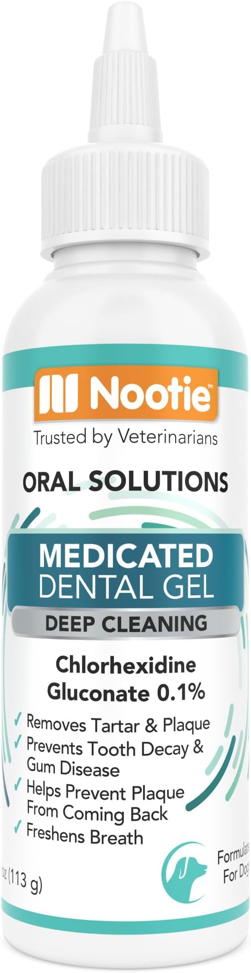 Nootie Medicated Dental Gel for Dogs, Dog Breath Freshener, Cleans Teeth for Dogs - Prevents Plaque and Tartar Dog Oral Care, 4oz