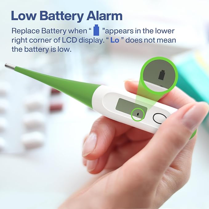 Boncare 10 Seconds Oral Thermometer for Adults and Kids - Accurate & Safe Rectal Thermometer for Baby with Fever Alarm, Digital Thermometer (Green)