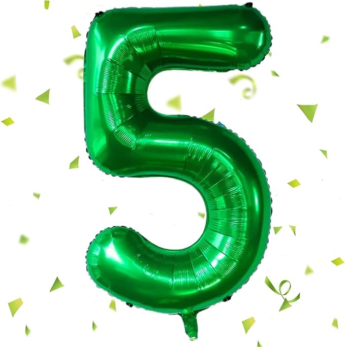 Green Number Balloons, 40 Inch Dark Green Balloon 5.5 Helium Balloon 5th Birthday for 5 Years Birthday Party Wedding Anniversary Decoration Children Girls Boys