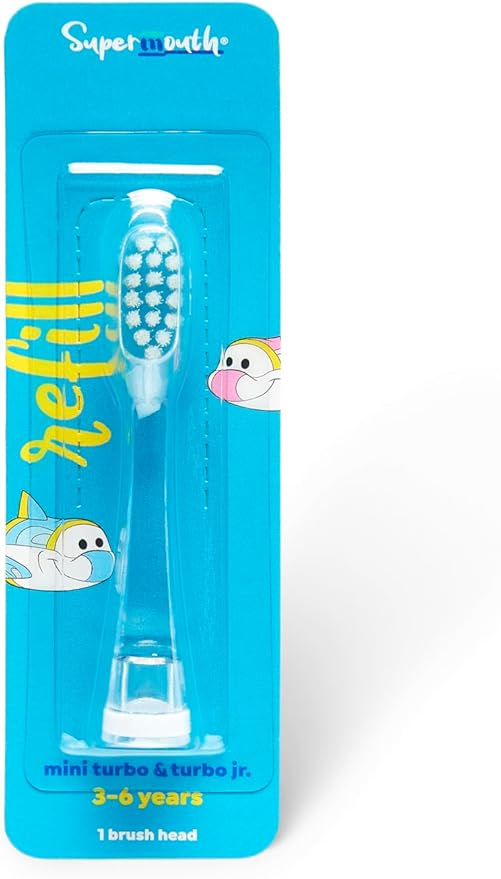 SuperMouth® Turbo Twins Replacement Brush Heads – Ultra Soft Bristles for Ages 3-6 Years – Gently Cleans & Polishes Teeth – Fits SuperMouth Sonic Toothbrush - for Young Kids