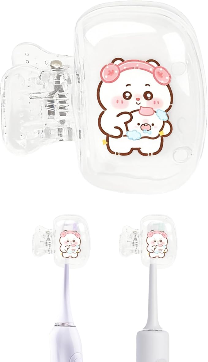 Upgrade Travel Toothbrush Head Covers Toothbrush Protector Cap Brush Pod Case Protective Portable Plastic Clip for Household Travel, Bathroom, School, Camping, Business (G, 2 Pack)