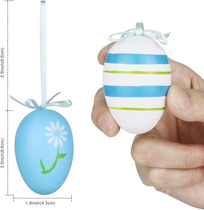 Yunfan 12Pcs Easter Decorations Eggs Hanging Ornaments Colorful for Easter Tree Basket Decor Party Favors Supplies Home