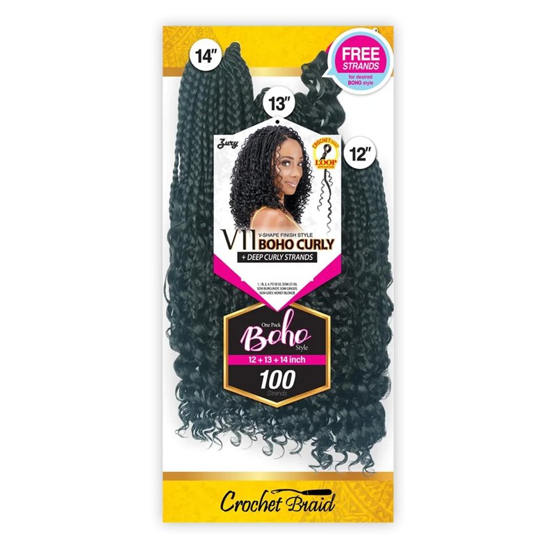 Royal Zury Crochet Briad V-shape Finish Style V11 Boho Curly (12"+13"+14") (SOM 27/30)