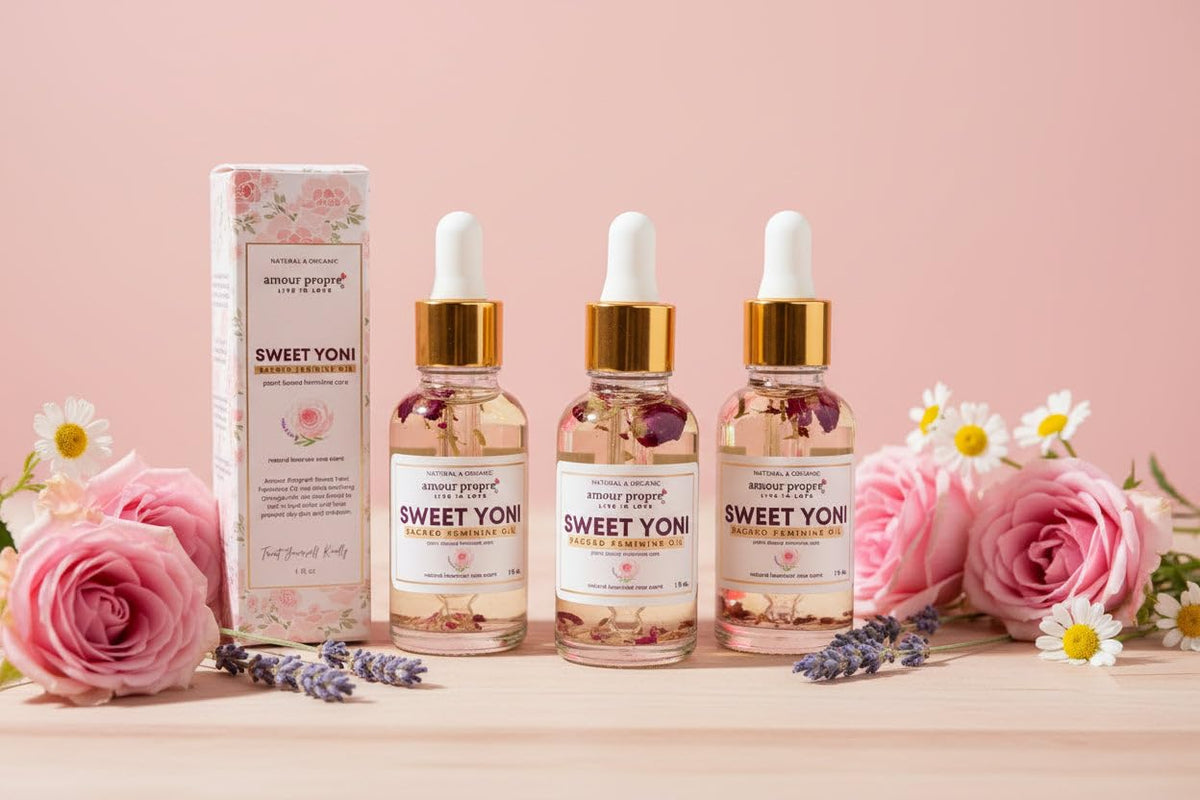 Sweet Yoni Feminine Oil by Amour Propre Plant-Based External Care | Lightweight Hydration | Daily Self-Care Essential | 1oz or 2 oz (2 oz)