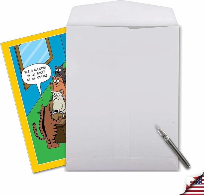 NobleWorks - Jumbo Birthday Greeting Card (8.5 x 11 Inch) - Cartoon Humor, Notecard with Envelope - Cat Question J3674BDG-US