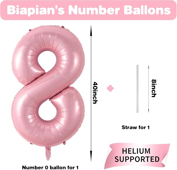 Pink 18 Balloon Number 40 Inch, Large Pearl Pink Number 18 Balloon, Light Pink 18 Balloons Foil Helium 18 Birthday Balloons for Girls Women 18th or 81st Year Old Birthday Party Decorations Anniversary