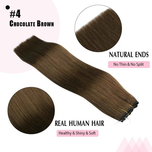 SURNEL Wire Hair Extension Invisible 18 inch Color 4 Medium Brown Secret Fish Line Hair Extensions 80g (#4,18inch)