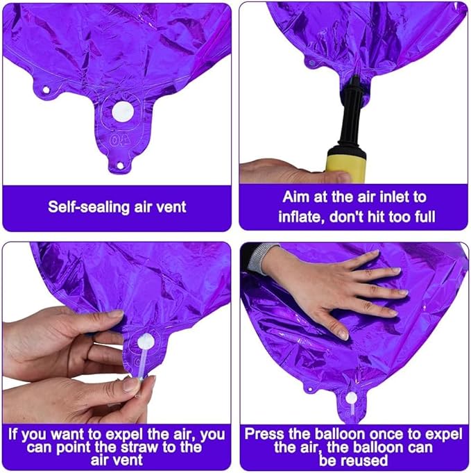 TONIFUL 65 Pcs Personalized Name Letter A-Z Balloons 16 Inch Purple Happy Birthday Balloon and 2 Sets A-Z Foil Letter Balloons Create Your Own Name Banner for Birthday Celebration Party Decorations