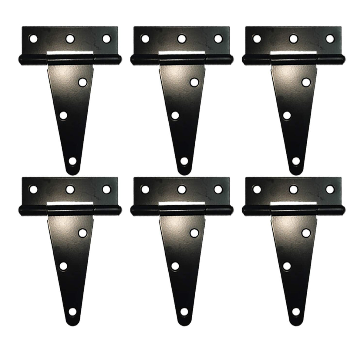 HLMOptimo Heavy Duty T Hinge Tee T Strap Shed Gate Barn Fence Door Hinge Wrought Rustproof Black (6 pcs, 4 inch)