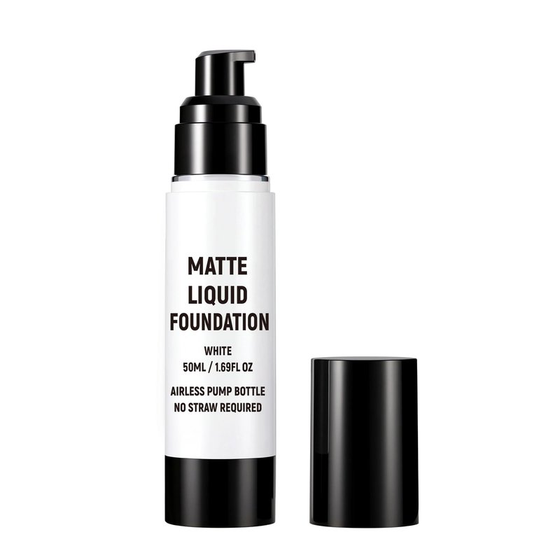 CCbeauty Clown White Liquid Makeup Foundation, White Face Painting Kit, Flawless & Full Coverage Demi Matte Finish, Professional Body Paint For Halloween Party, Skeleton, Joker, Mime, Goth Makeup