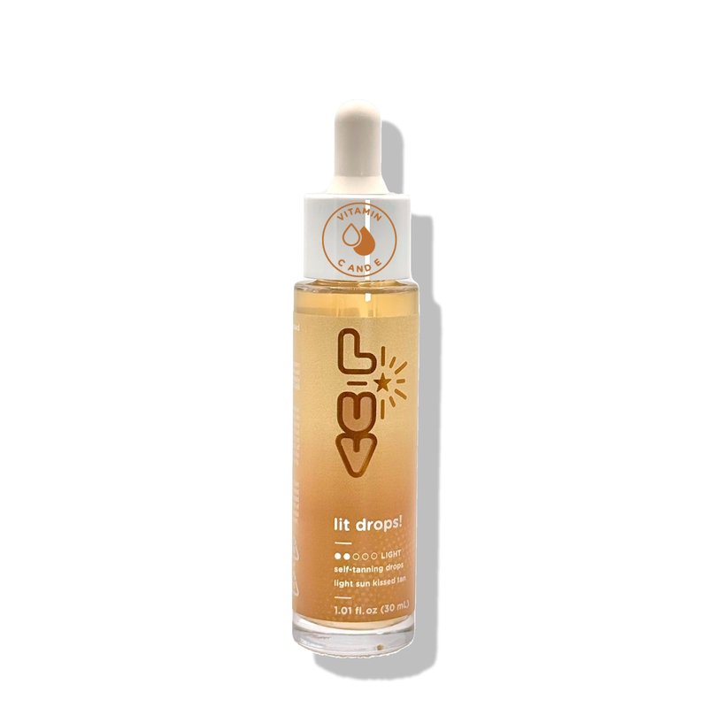 L-UV lit drops! Light sun kissed tan. No color transfer drops with Vitamin C and E. Mix easily with your favorite moisturizer for a natural and flawless looking tan.