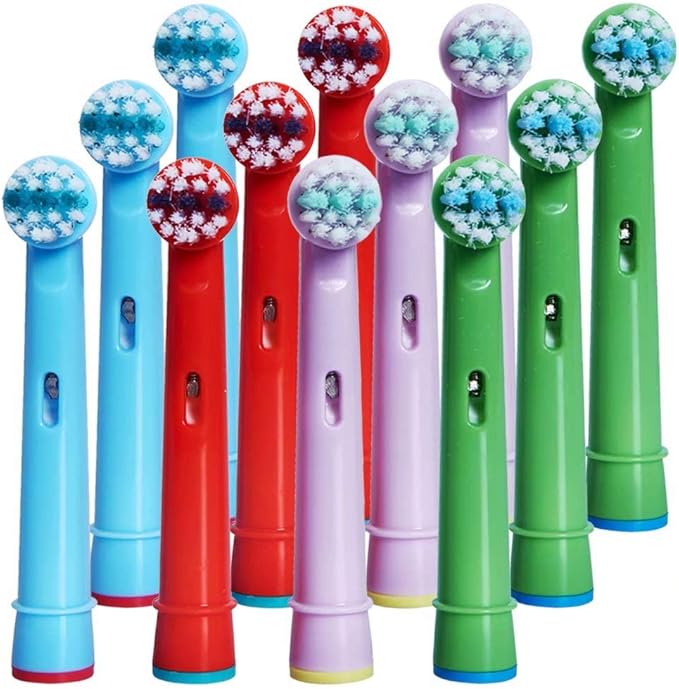 Kids Toothbrush Replacement Heads for Oral-B, Extra-Soft Bristles, for Oral-B Braun and Electric Brushes, Except Vitality Sonic, CrossActino Power, Sonic Complete, Pulsonics, EB-10A